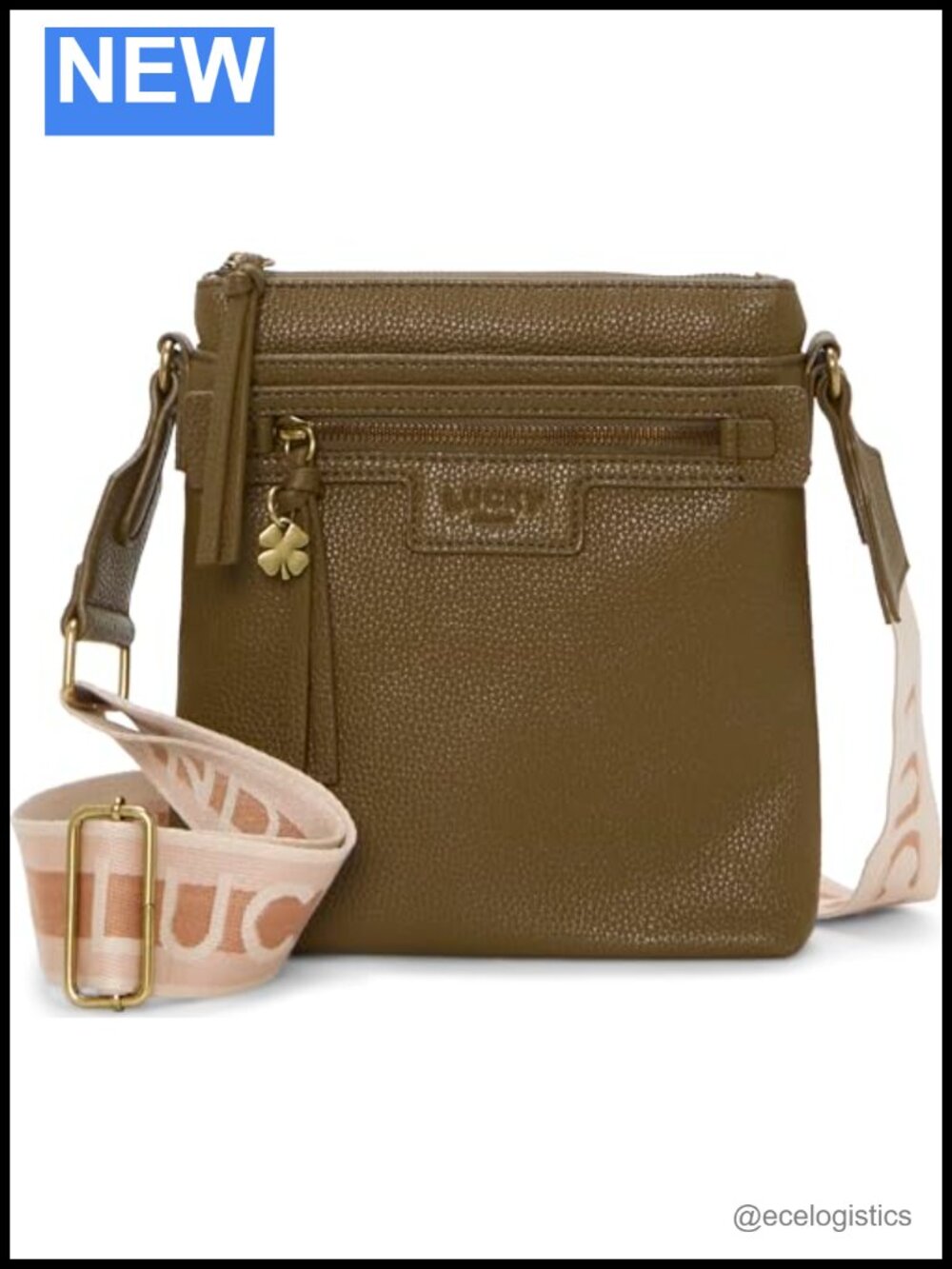 Faux Leather Crossbody Bag with Zipper Closure - Satchel Style